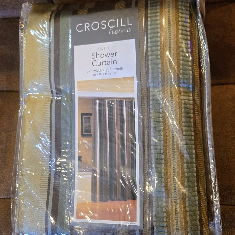 Croscill Home Fabric Shower Curtain/ Rich Striped Fall✨️Winter Hues/ NEW!